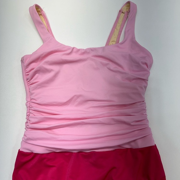 Lands End Women’s Pink Two Tone One Piece Bathing Suit Size 10 - Picture 3 of 7